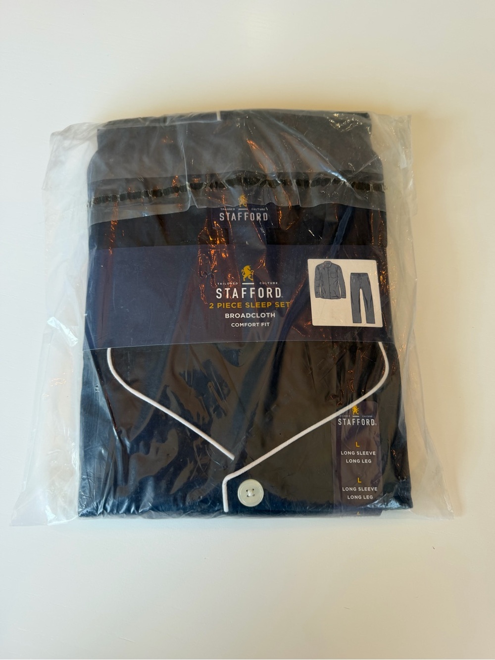 Stafford Navy Long Sleeve Two-Piece Sleep Set